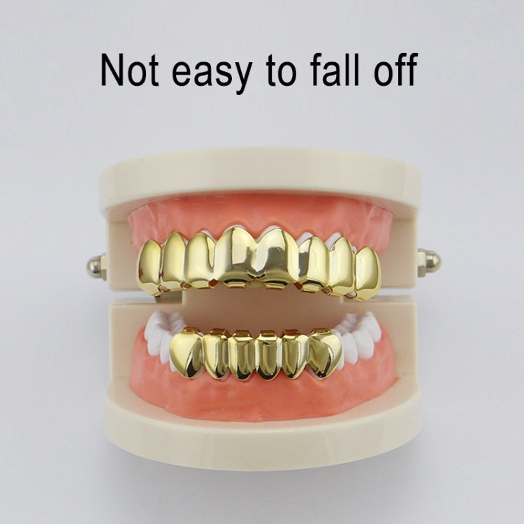 Hip Hop Accessories Gold Tooth Set Real Gold Plating Smooth Upper Eight Lower Six Denture Set