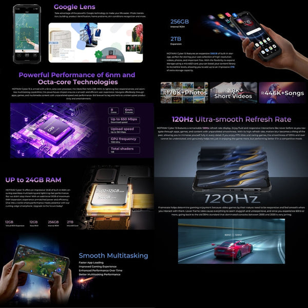 HOTWAV Cyber 15, IP68/IP69K Rugged Phone, 6280mAh, 6.6 inch Android 13 MediaTek MT6789 Helio G99 Octa Core, Network: 4G, NFC, OTG