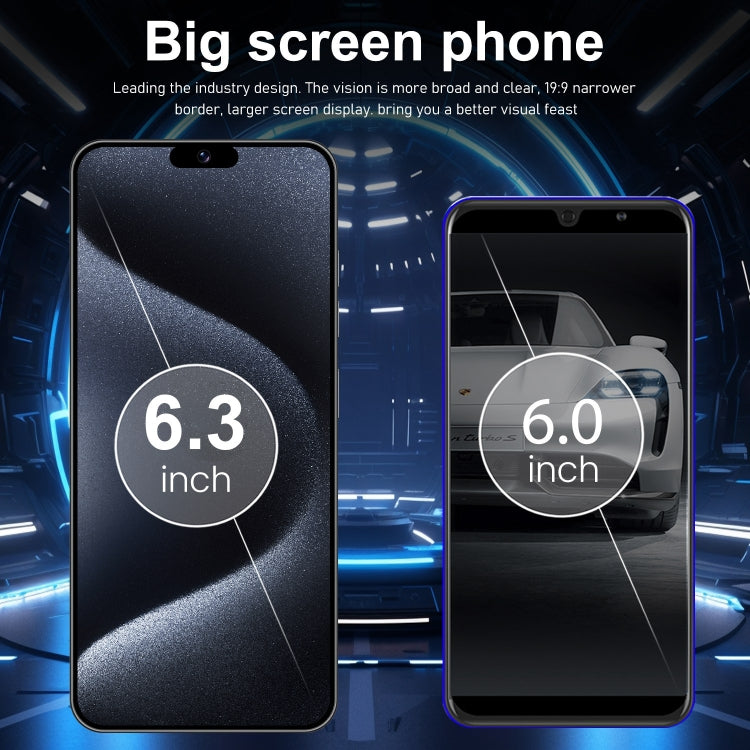 ZPT95 / i15 Pro Max, 6.3 inch Screen, Face Identification, Android 8.1 SC7731 Quad Core, Network: 3G, Dual SIM, 2GB+16GB