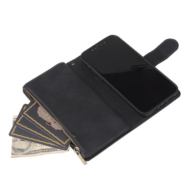 Multifunctional Retro Frosted Horizontal Flip Leather Case with Card Slot & Holder & Zipper Wallet & Photo Frame & Lanyard, For iPhone 12 Pro Max, For iPhone 12 / 12 Pro, For iPhone 12 mini, For Samsung Galaxy A11