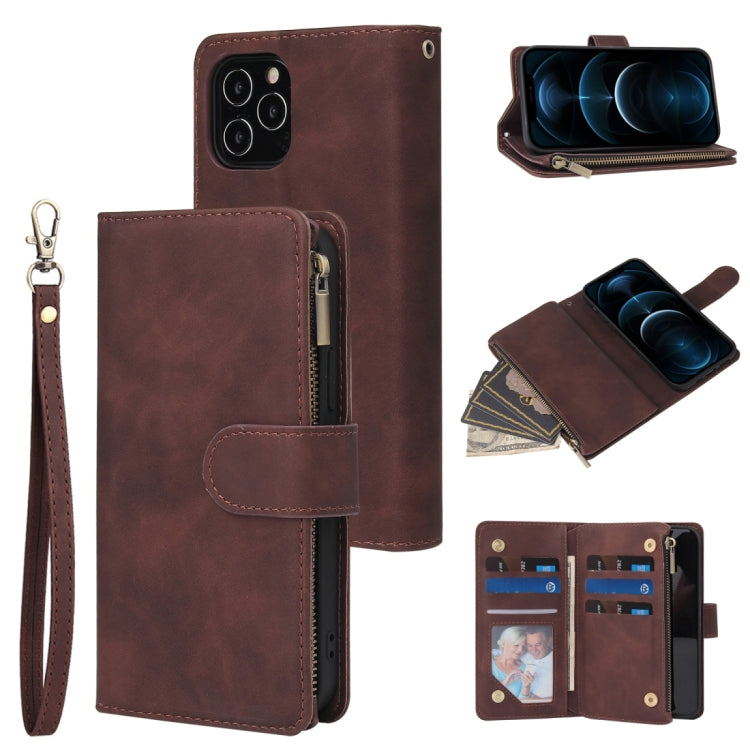 Multifunctional Retro Frosted Horizontal Flip Leather Case with Card Slot & Holder & Zipper Wallet & Photo Frame & Lanyard, For iPhone 12 Pro Max, For iPhone 12 / 12 Pro, For iPhone 12 mini, For Samsung Galaxy A11