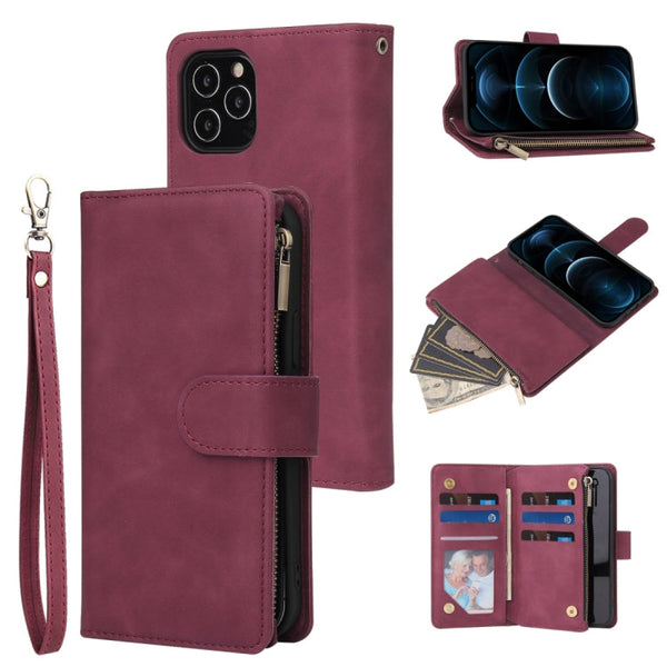 Multifunctional Retro Frosted Horizontal Flip Leather Case with Card Slot & Holder & Zipper Wallet & Photo Frame & Lanyard, For iPhone 12 Pro Max, For iPhone 12 / 12 Pro, For iPhone 12 mini, For Samsung Galaxy A11