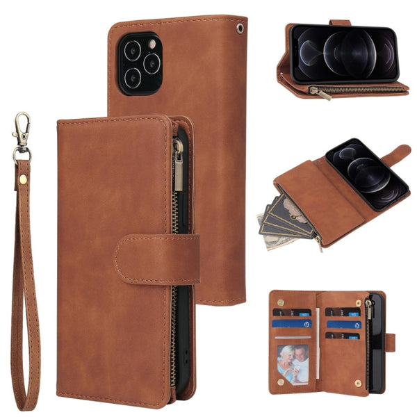 Multifunctional Retro Frosted Horizontal Flip Leather Case with Card Slot & Holder & Zipper Wallet & Photo Frame & Lanyard, For iPhone 12 Pro Max, For iPhone 12 / 12 Pro, For iPhone 12 mini, For Samsung Galaxy A11
