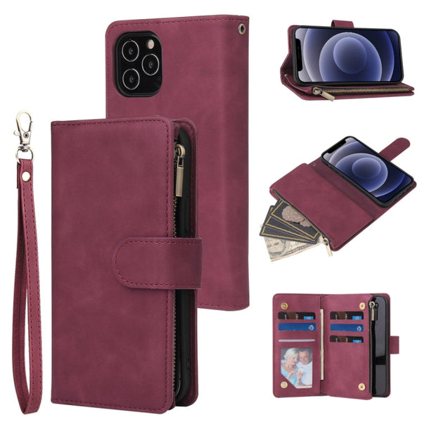 Multifunctional Retro Frosted Horizontal Flip Leather Case with Card Slot & Holder & Zipper Wallet & Photo Frame & Lanyard, For iPhone 12 Pro Max, For iPhone 12 / 12 Pro, For iPhone 12 mini, For Samsung Galaxy A11