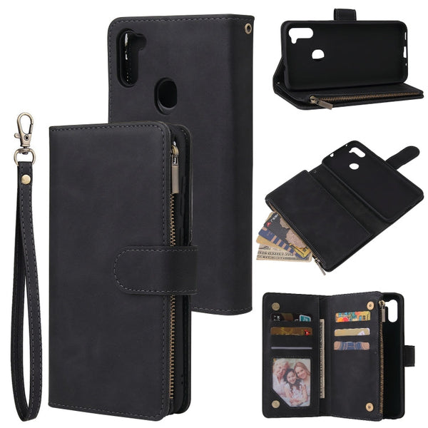 Multifunctional Retro Frosted Horizontal Flip Leather Case with Card Slot & Holder & Zipper Wallet & Photo Frame & Lanyard, For iPhone 12 Pro Max, For iPhone 12 / 12 Pro, For iPhone 12 mini, For Samsung Galaxy A11