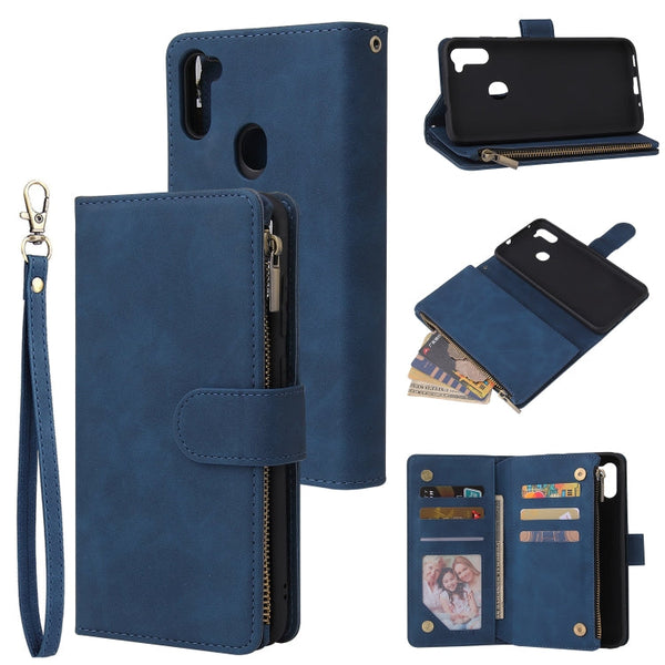 Multifunctional Retro Frosted Horizontal Flip Leather Case with Card Slot & Holder & Zipper Wallet & Photo Frame & Lanyard, For iPhone 12 Pro Max, For iPhone 12 / 12 Pro, For iPhone 12 mini, For Samsung Galaxy A11