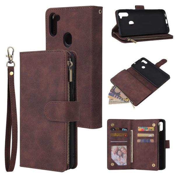 Multifunctional Retro Frosted Horizontal Flip Leather Case with Card Slot & Holder & Zipper Wallet & Photo Frame & Lanyard, For iPhone 12 Pro Max, For iPhone 12 / 12 Pro, For iPhone 12 mini, For Samsung Galaxy A11