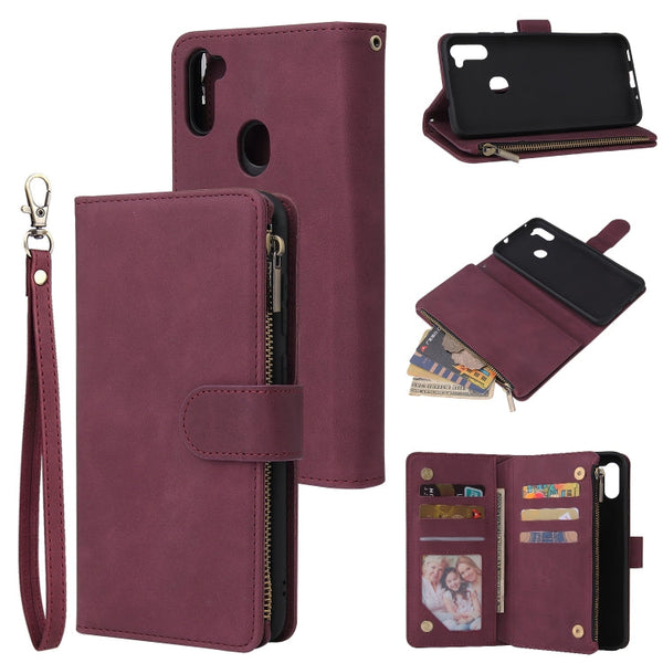 Multifunctional Retro Frosted Horizontal Flip Leather Case with Card Slot & Holder & Zipper Wallet & Photo Frame & Lanyard, For iPhone 12 Pro Max, For iPhone 12 / 12 Pro, For iPhone 12 mini, For Samsung Galaxy A11