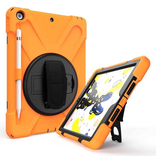 Shockproof Colorful Silicone + PC Protective Case with Holder & Shoulder Strap & Hand Strap & Pen Slot