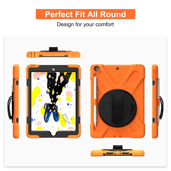 Shockproof Colorful Silicone + PC Protective Case with Holder & Shoulder Strap & Hand Strap & Pen Slot