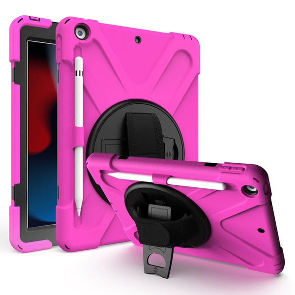 Shockproof Colorful Silicone + PC Protective Case with Holder & Shoulder Strap & Hand Strap & Pen Slot