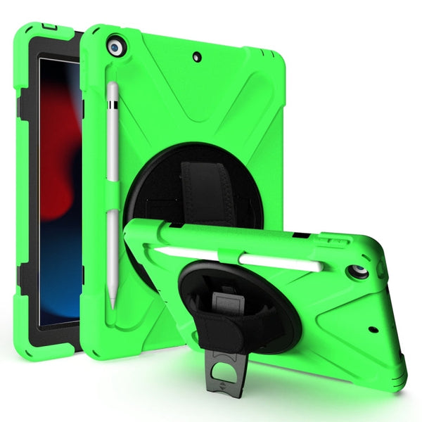 Shockproof Colorful Silicone + PC Protective Case with Holder & Shoulder Strap & Hand Strap & Pen Slot