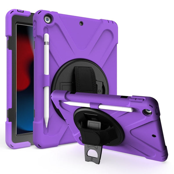 Shockproof Colorful Silicone + PC Protective Case with Holder & Shoulder Strap & Hand Strap & Pen Slot