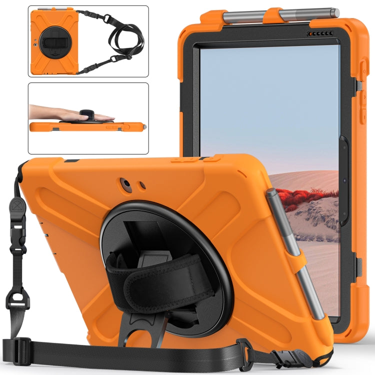 Shockproof Colorful Silicone + PC Protective Case with Holder & Shoulder Strap & Hand Strap & Pen Slot