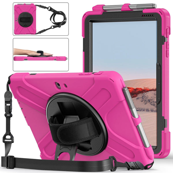 Shockproof Colorful Silicone + PC Protective Case with Holder & Shoulder Strap & Hand Strap & Pen Slot
