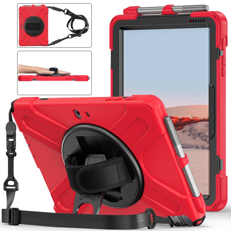 Shockproof Colorful Silicone + PC Protective Case with Holder & Shoulder Strap & Hand Strap & Pen Slot