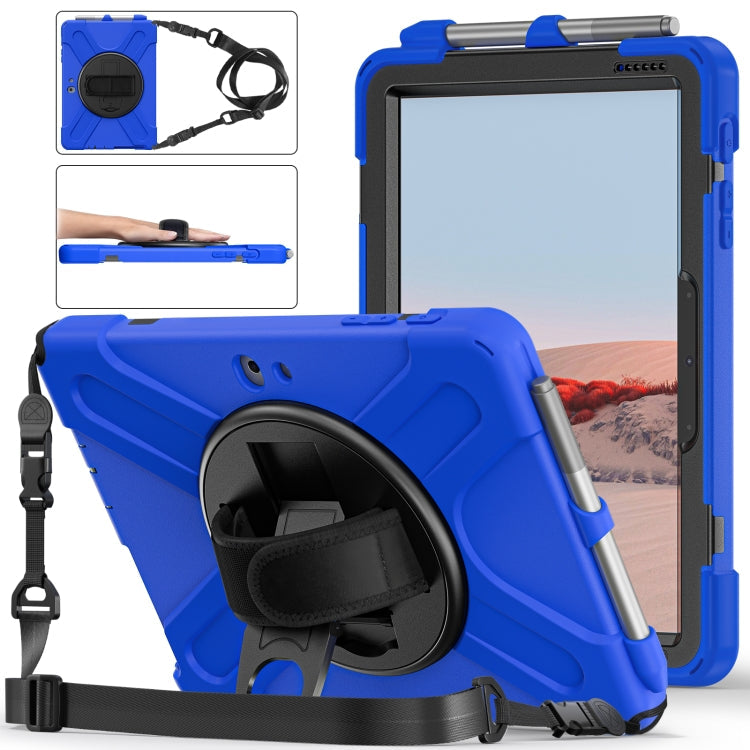 Shockproof Colorful Silicone + PC Protective Case with Holder & Shoulder Strap & Hand Strap & Pen Slot