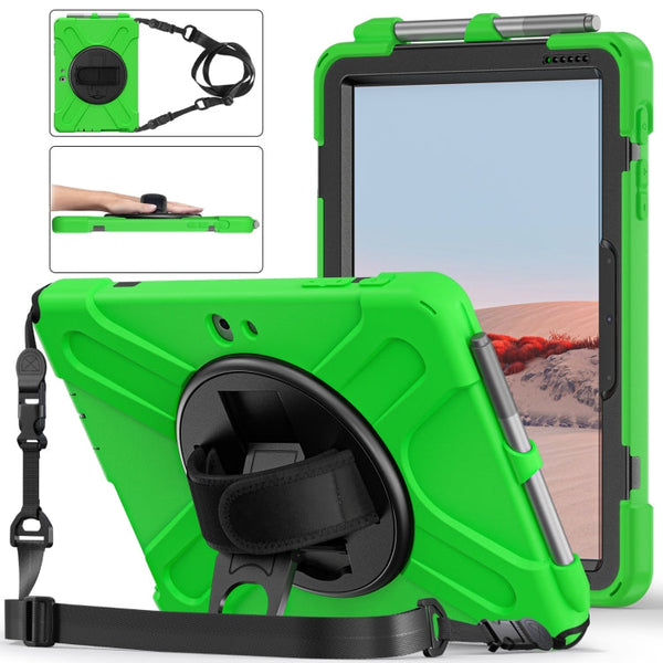 Shockproof Colorful Silicone + PC Protective Case with Holder & Shoulder Strap & Hand Strap & Pen Slot