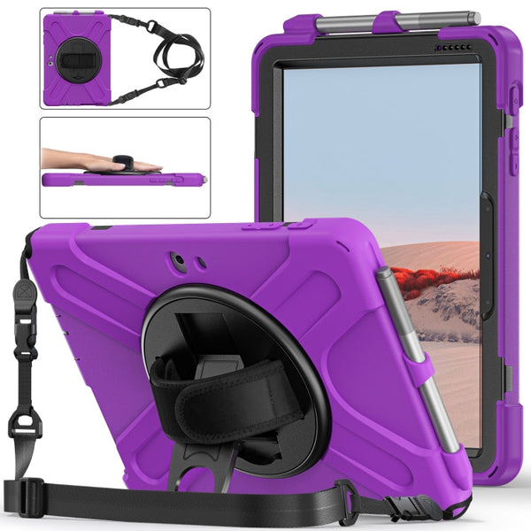Shockproof Colorful Silicone + PC Protective Case with Holder & Shoulder Strap & Hand Strap & Pen Slot