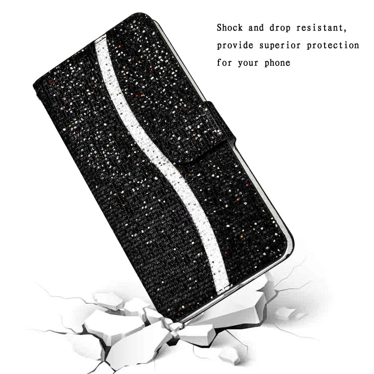 Glitter Powder Horizontal Flip Leather Case with Card Slots & Holder & Lanyard, For iPhone 12 / 12 Pro, For iPhone 12 Pro Max