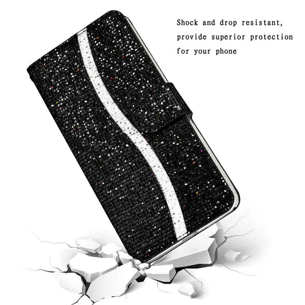 Glitter Powder Horizontal Flip Leather Case with Card Slots & Holder & Lanyard, For iPhone 12 / 12 Pro, For iPhone 12 Pro Max