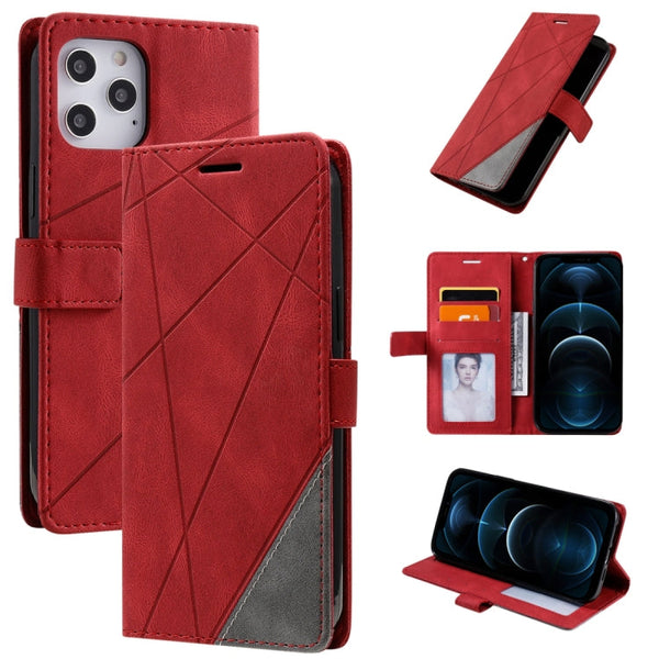 Skin Feel Splicing Horizontal Flip Leather Case with Holder & Card Slots & Wallet & Photo Frame, For iPhone 12 Pro Max, For iPhone 12 / 12 Pro, For iPhone 12 mini, For iPhone XR