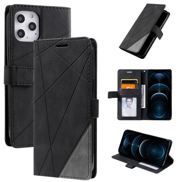 Skin Feel Splicing Horizontal Flip Leather Case with Holder & Card Slots & Wallet & Photo Frame, For iPhone 12 Pro Max, For iPhone 12 / 12 Pro, For iPhone 12 mini, For iPhone XR