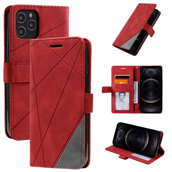 Skin Feel Splicing Horizontal Flip Leather Case with Holder & Card Slots & Wallet & Photo Frame, For iPhone 12 Pro Max, For iPhone 12 / 12 Pro, For iPhone 12 mini, For iPhone XR