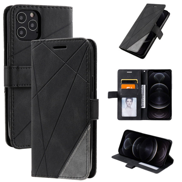 Skin Feel Splicing Horizontal Flip Leather Case with Holder & Card Slots & Wallet & Photo Frame, For iPhone 12 Pro Max, For iPhone 12 / 12 Pro, For iPhone 12 mini, For iPhone XR