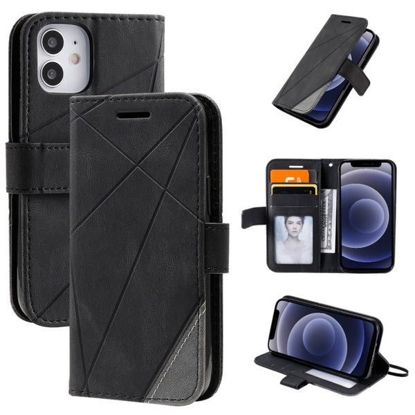 Skin Feel Splicing Horizontal Flip Leather Case with Holder & Card Slots & Wallet & Photo Frame, For iPhone 12 Pro Max, For iPhone 12 / 12 Pro, For iPhone 12 mini, For iPhone XR
