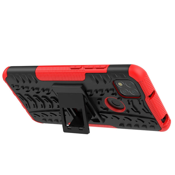 Tire Texture Shockproof TPU + PC Protective Case with Holder, For Xiaomi Redmi 9C, For OPPO Realme C15