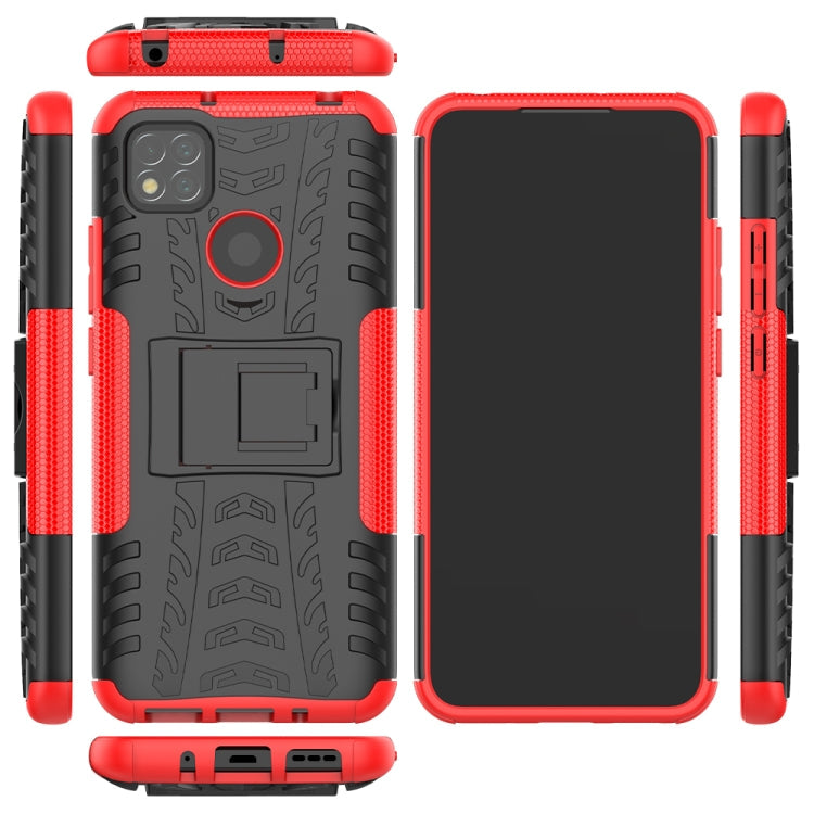 Tire Texture Shockproof TPU + PC Protective Case with Holder, For Xiaomi Redmi 9C, For OPPO Realme C15