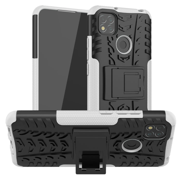 Tire Texture Shockproof TPU + PC Protective Case with Holder, For Xiaomi Redmi 9C, For OPPO Realme C15