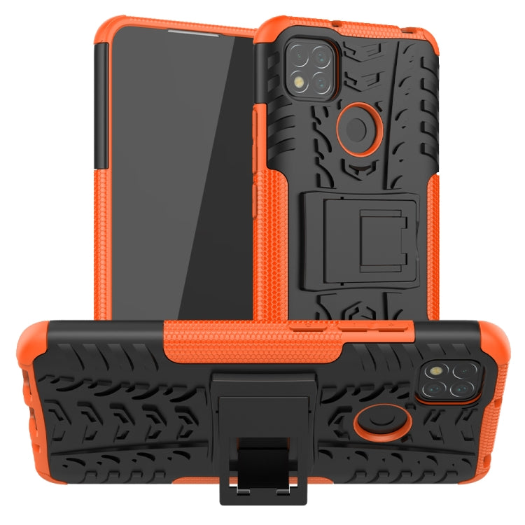 Tire Texture Shockproof TPU + PC Protective Case with Holder, For Xiaomi Redmi 9C, For OPPO Realme C15