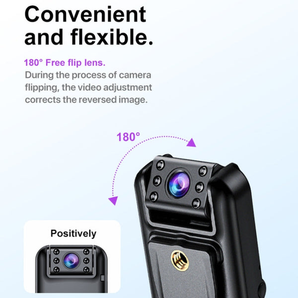 A82 IR Night Vision Rotating Lens 2K HD Video WiFi Recorder with Back Clip, A82