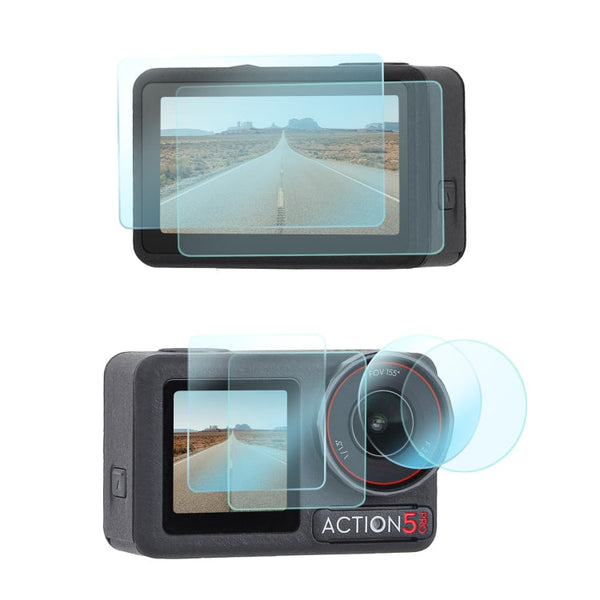 For DJI Osmo Action 5 Pro Sunnylife 3 in 1 Lens Protector Front and Rear Screen Tempered Glass Films