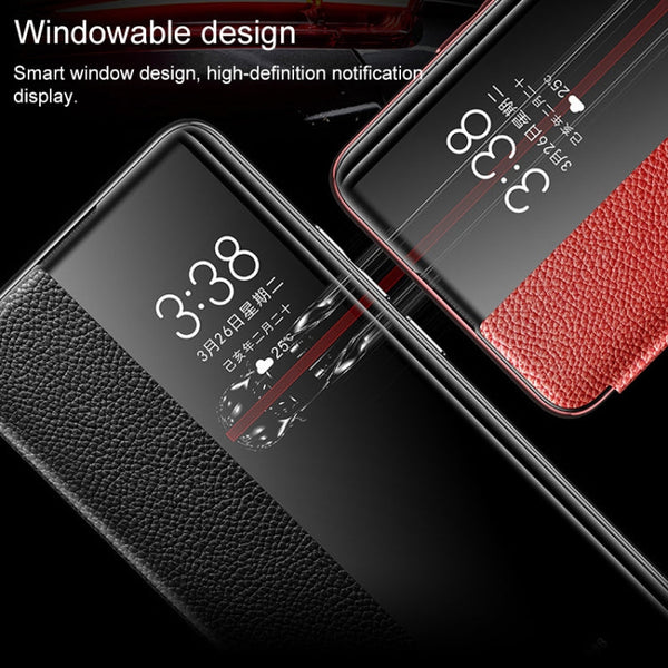 Genuine Leather Smart Flip Protective Case