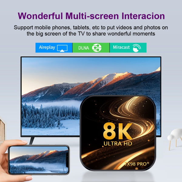 TX98 Pro+ 8K UHD Android 13 Smart TV Box with Remote Control, RK3528 Quad-Core