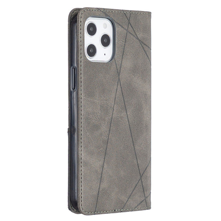 Rhombus Texture Horizontal Flip Magnetic Leather Case with Holder & Card Slots, For iPhone 12 Pro Max