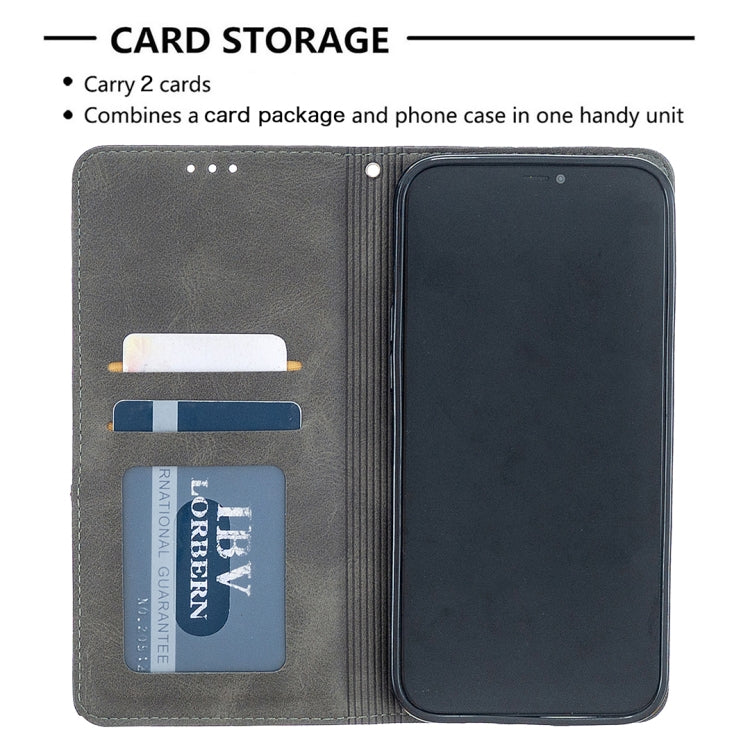 Rhombus Texture Horizontal Flip Magnetic Leather Case with Holder & Card Slots, For iPhone 12 Pro Max