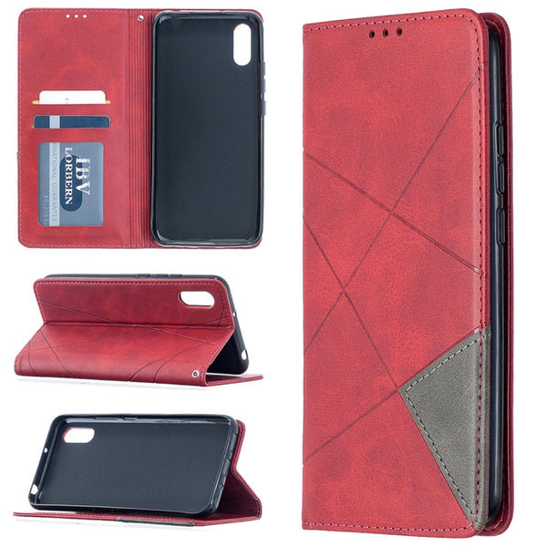 Rhombus Texture Horizontal Flip Magnetic Leather Case with Holder & Card Slots, For Xiaomi Redmi 9A, For Xiaomi Redmi 9C, For iPhone 12 mini, For iPhone 12 / 12 Pro