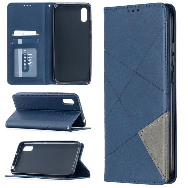 Rhombus Texture Horizontal Flip Magnetic Leather Case with Holder & Card Slots, For Xiaomi Redmi 9A, For Xiaomi Redmi 9C, For iPhone 12 mini, For iPhone 12 / 12 Pro