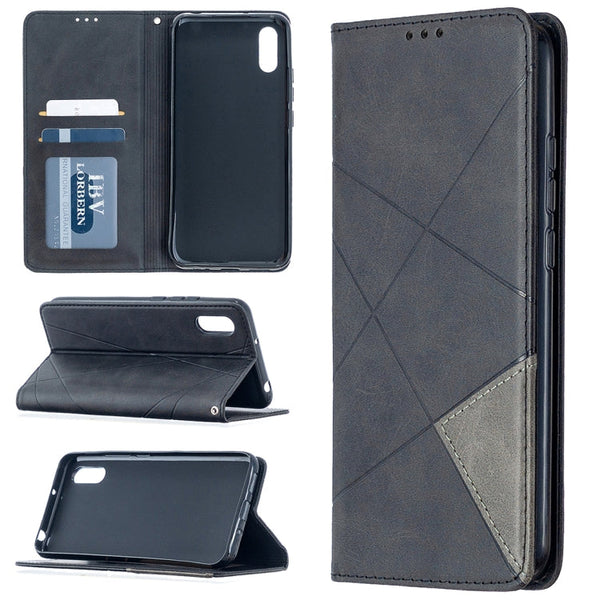 Rhombus Texture Horizontal Flip Magnetic Leather Case with Holder & Card Slots, For Xiaomi Redmi 9A, For Xiaomi Redmi 9C, For iPhone 12 mini, For iPhone 12 / 12 Pro