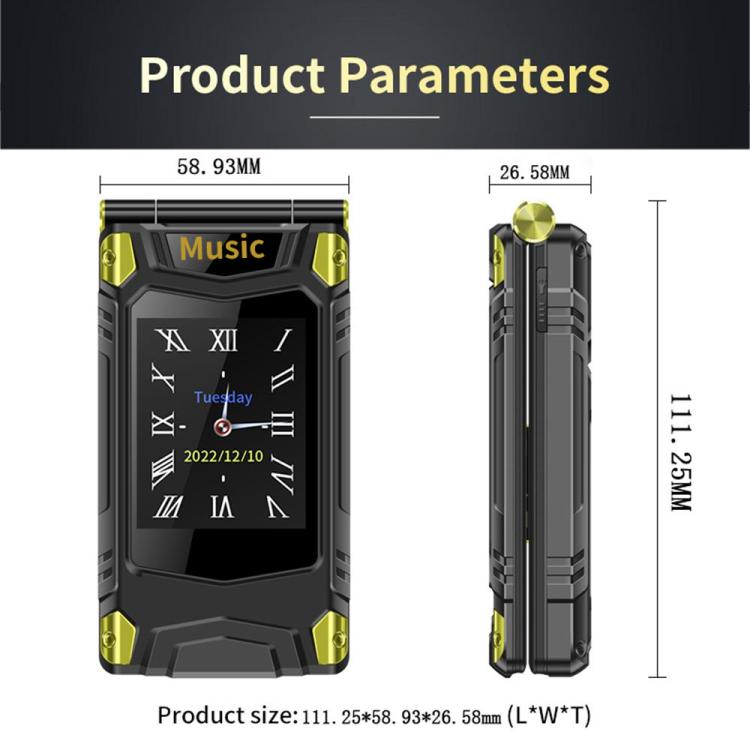 M7+ 4G Dual Screen Flip Elder Rugged Phone, 2.8 inch Inner, 2.4 inch Outer, 6800mAh Battery, 24 Keys, Flashlight, Network: 4G, Dual SIM, SOS, EU Plug, US Plug, UK Plug