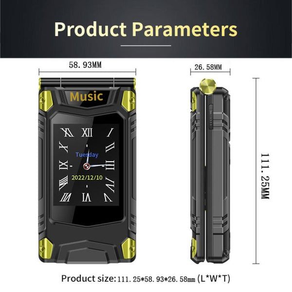 M7+ 4G Dual Screen Flip Elder Rugged Phone, 2.8 inch Inner, 2.4 inch Outer, 6800mAh Battery, 24 Keys, Flashlight, Network: 4G, Dual SIM, SOS, EU Plug, US Plug, UK Plug