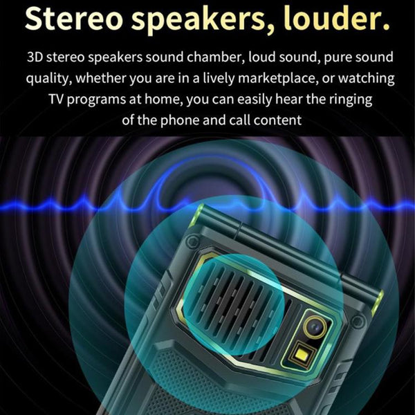 M7+ 4G Dual Screen Flip Elder Rugged Phone, 2.8 inch Inner, 2.4 inch Outer, 6800mAh Battery, 24 Keys, Flashlight, Network: 4G, Dual SIM, SOS, EU Plug, US Plug, UK Plug