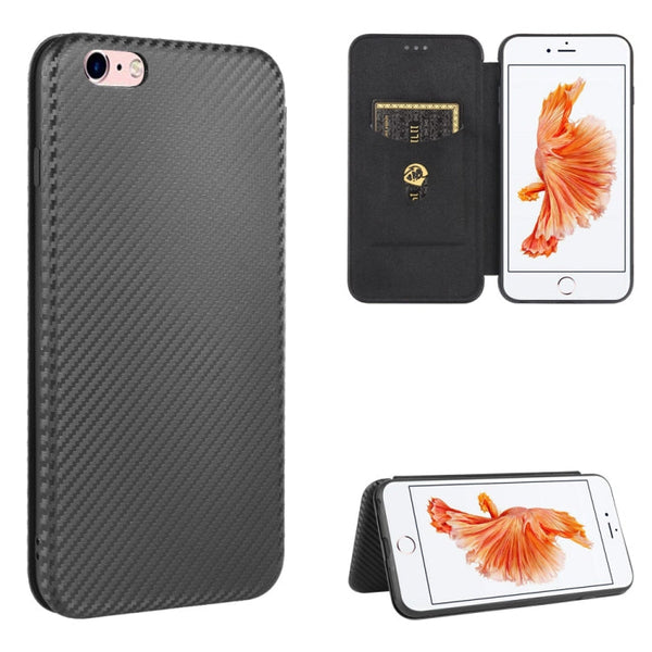 Carbon Fiber Texture Magnetic Horizontal Flip TPU + PC + PU Leather Case with Card Slot, For iPhone 11 Pro, For iPhone 6 / 6s, For iPhone 6 Plus / 6s Plus, For iPhone 11 Pro Max