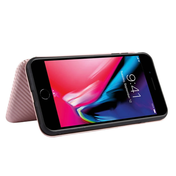 Carbon Fiber Texture Magnetic Horizontal Flip TPU + PC + PU Leather Case with Card Slot, For iPhone 7 / 8 / SE 2020 / SE 2022, For iPhone 7 Plus / 8 Plus, For iPhone XR, For iPhone XS Max