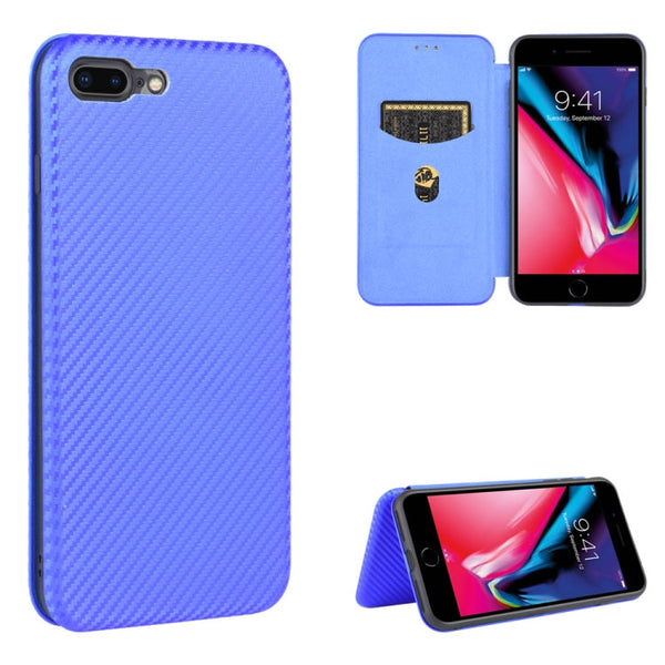 Carbon Fiber Texture Magnetic Horizontal Flip TPU + PC + PU Leather Case with Card Slot, For iPhone 7 / 8 / SE 2020 / SE 2022, For iPhone 7 Plus / 8 Plus, For iPhone XR, For iPhone XS Max