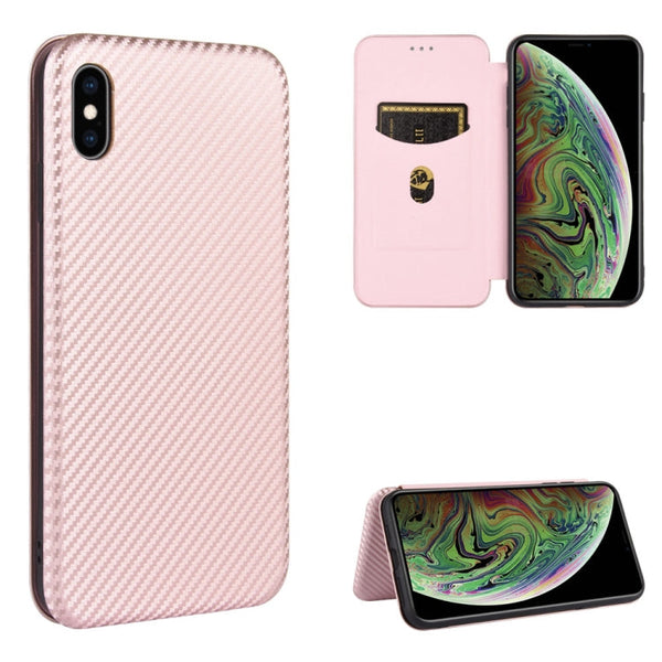 Carbon Fiber Texture Magnetic Horizontal Flip TPU + PC + PU Leather Case with Card Slot, For iPhone 7 / 8 / SE 2020 / SE 2022, For iPhone 7 Plus / 8 Plus, For iPhone XR, For iPhone XS Max